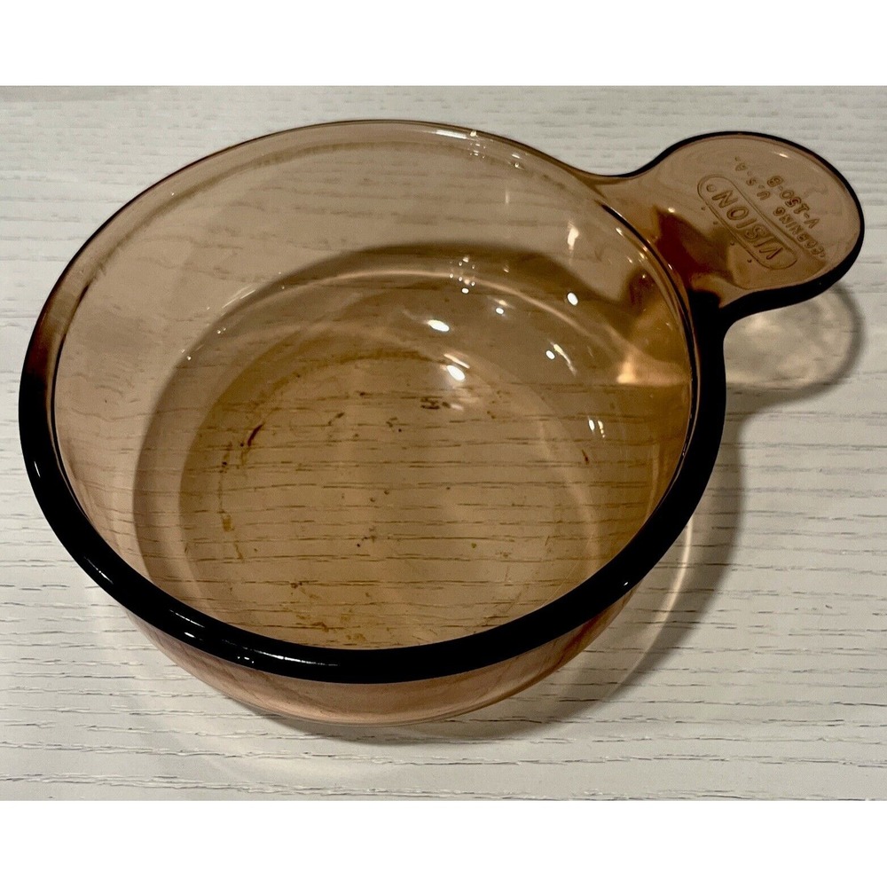 Vision Corning Ware V-150-B Grab It Go 15 oz Mini Pot‎ Bowl Amber Made In USA